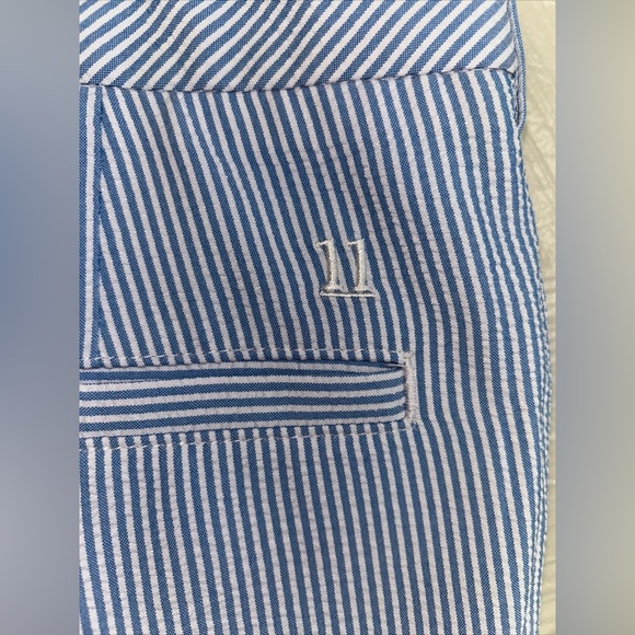 Walter Hagen 11 Golf Shorts Mens 36 Seersucker Blue Stripe Stretch Breathable - Picture 4 of 7